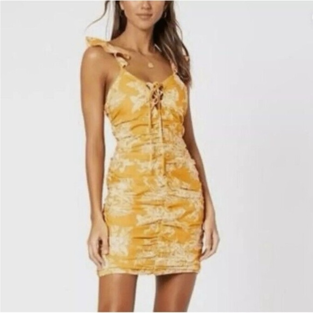 MINKPINK Yellow Floral Mini Dress XS